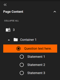 Single choice task in the Page content view